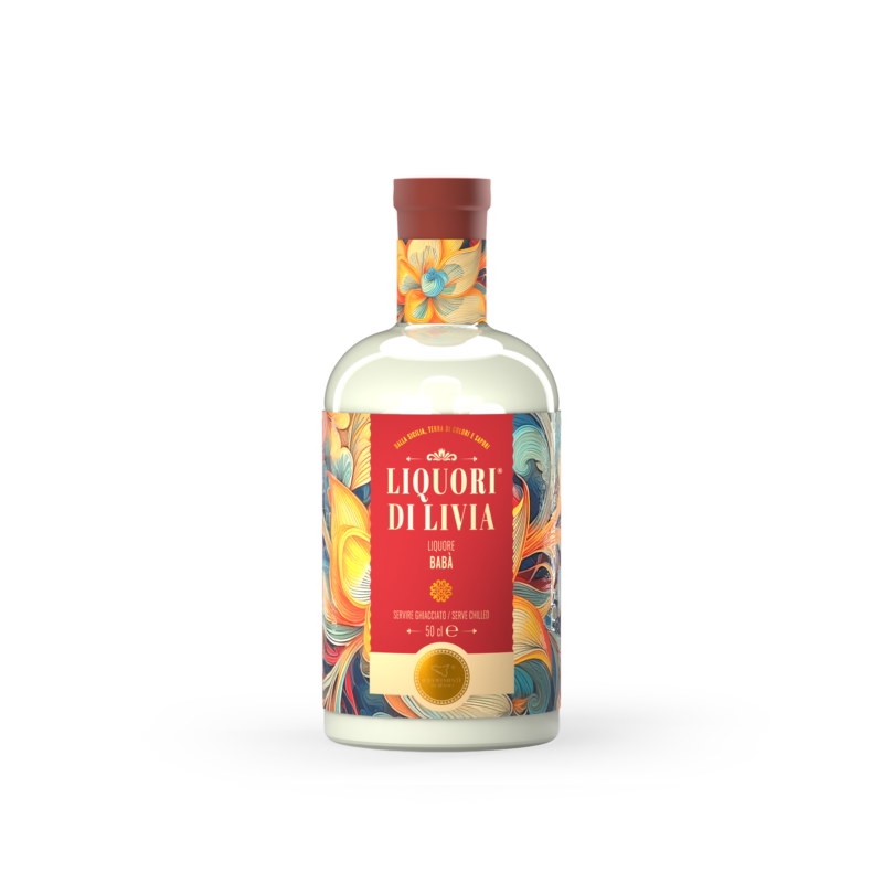 Liquore di Livia Babà, liquore artigianale siciliano da 50 cl della collezione floreale
