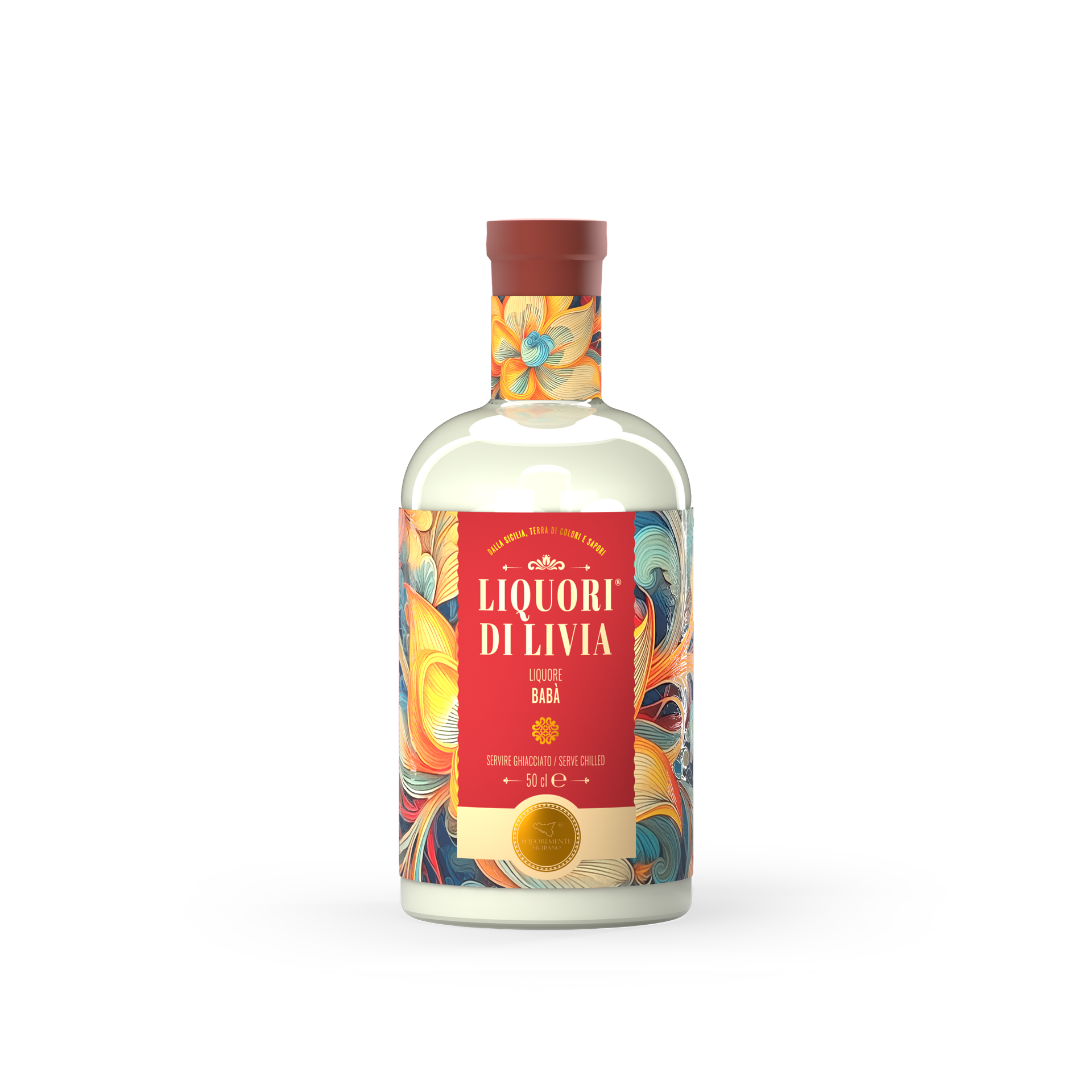 Liquore di Livia Babà, liquore artigianale siciliano da 50 cl della collezione floreale